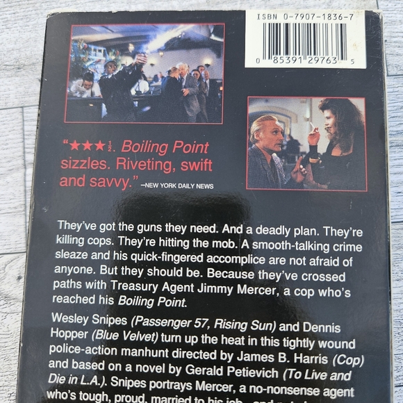 Boiling Point VHS Wesley Snipes Dennis Hopper Warner Brothers 1993 - Picture 7 of 7